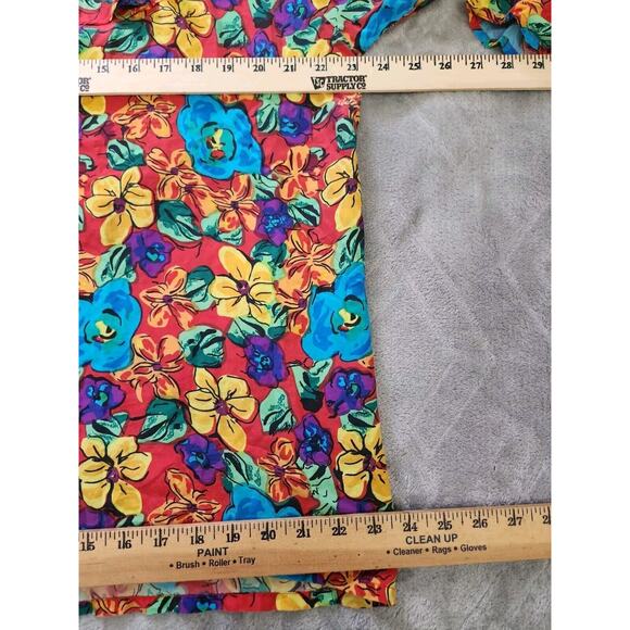 Vintage Silk Exchange 100% Silk Floral Tropical Hawaiian Ruffled Blouse Large - Picture 6 of 11